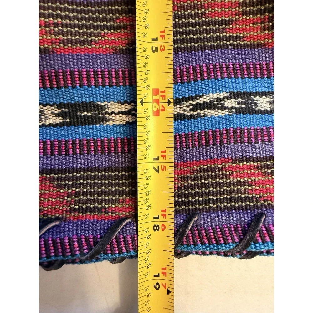 Vintage Neiman Marcus Size 6 Med Cotton Leather Aztec Wrap Skirt Boho USA Made